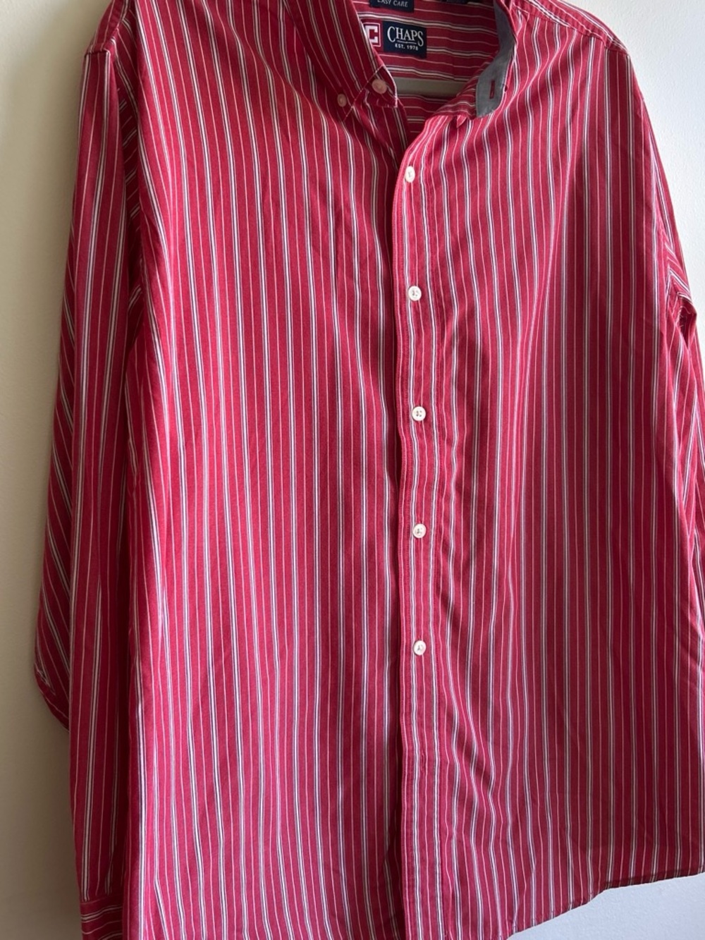 Chaps Red Multi-Striped Long-Sleeve Button-Down Shirt